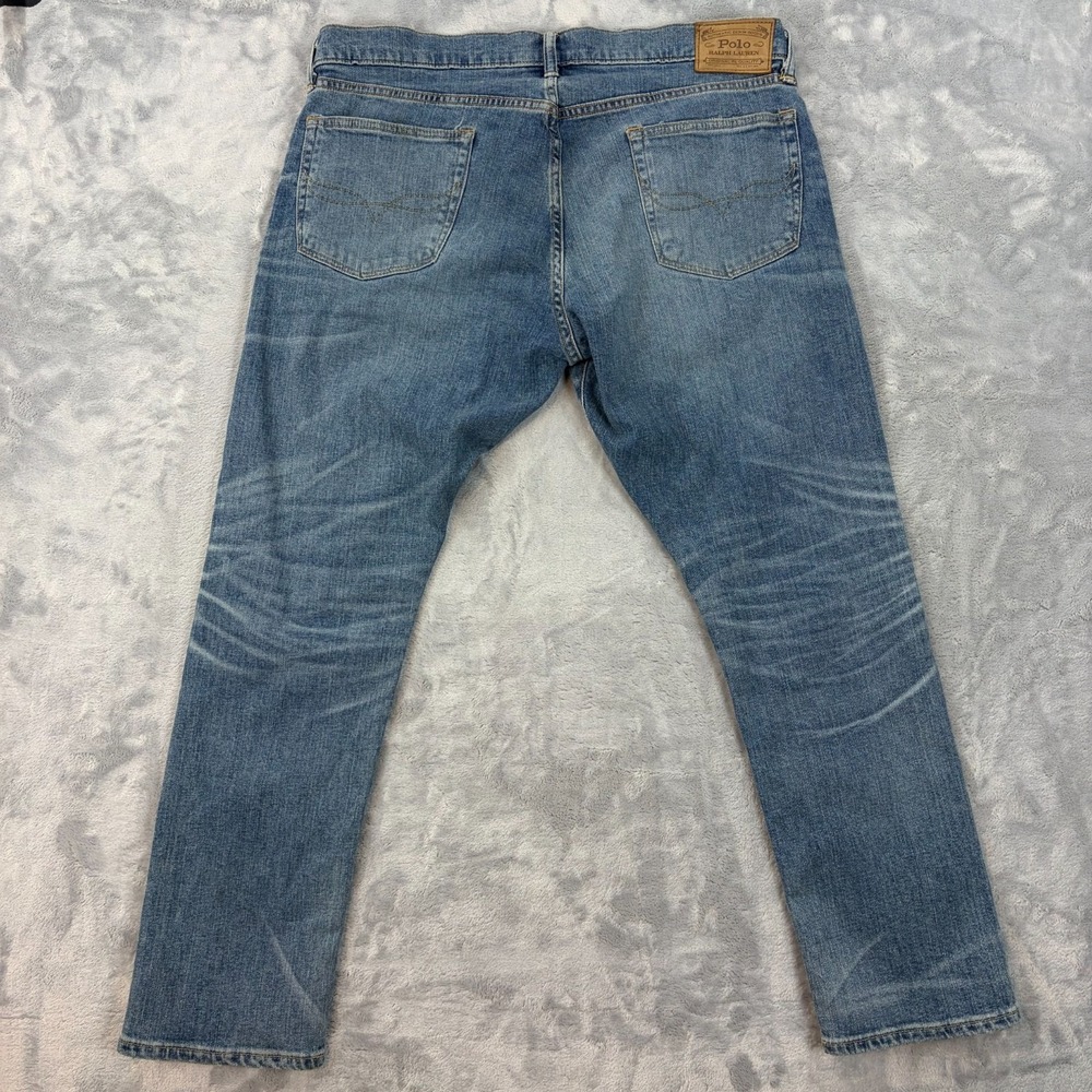 Polo Ralph Lauren Jeans Size 36x30 The Sullivan Slim Patchwork Distressed Light - Picture 10 of 13
